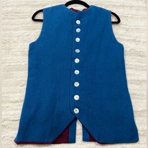 Chic Blue Vest with White Buttons
